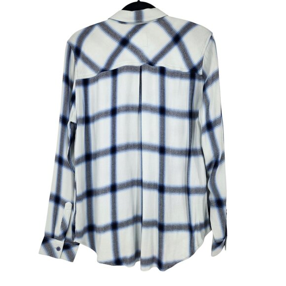 Rails Womens Hunter White Glacier Navy Plaid Rayon Button-Down Shirt Size Large - Picture 5 of 5